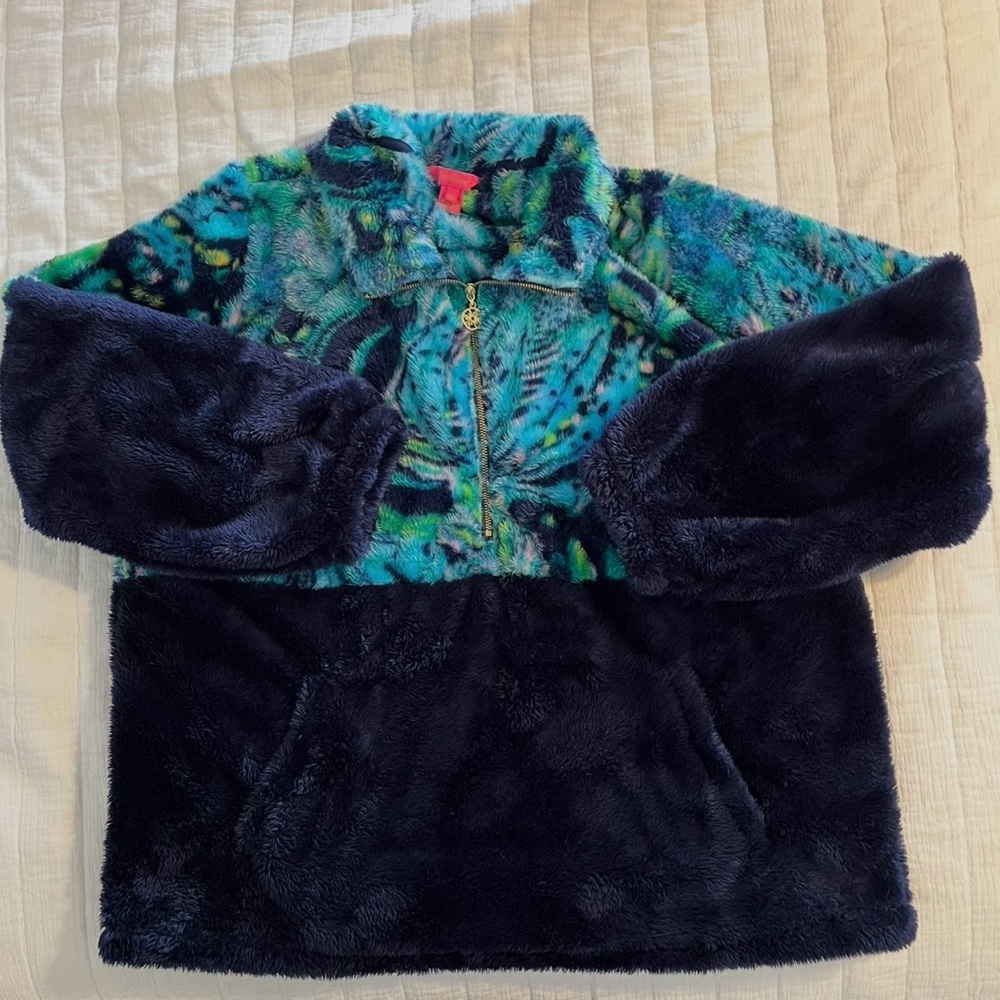 Lilly Pulitzer Sherpa Half-Zip Blue Pullover size xl